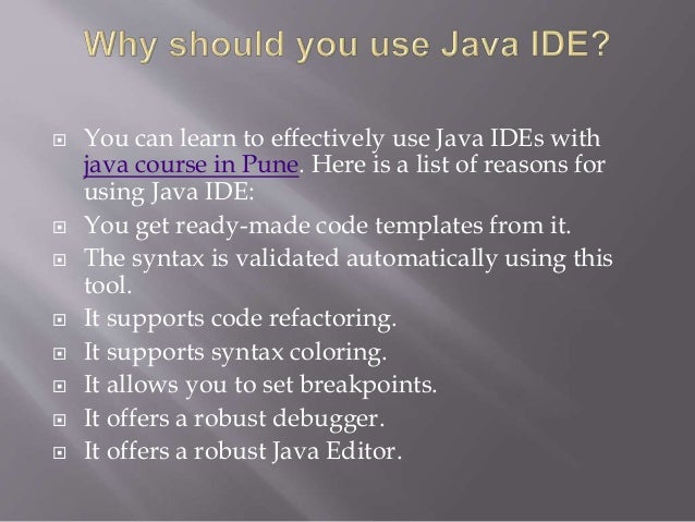 Working with Java development IDE | PPT