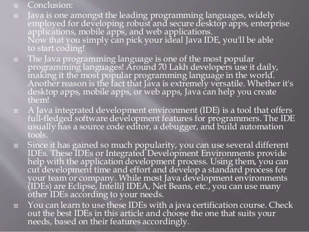 Working with Java development IDE | PPT