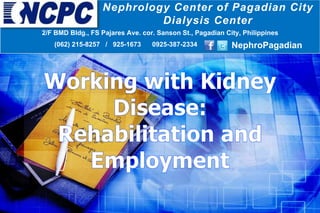 Nephrology Center of Pagadian City
Dialysis Center
2/F BMD Bldg., FS Pajares Ave. cor. Sanson St., Pagadian City, Philippines
(062) 215-8257 / 925-1673 0925-387-2334 NephroPagadian
 