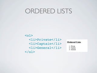 Working with HTML Lists | KEY