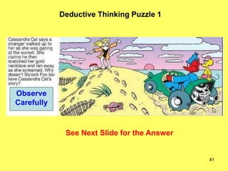 41
Deductive Thinking Puzzle 1
See Next Slide for the Answer
Observe
Carefully
 
