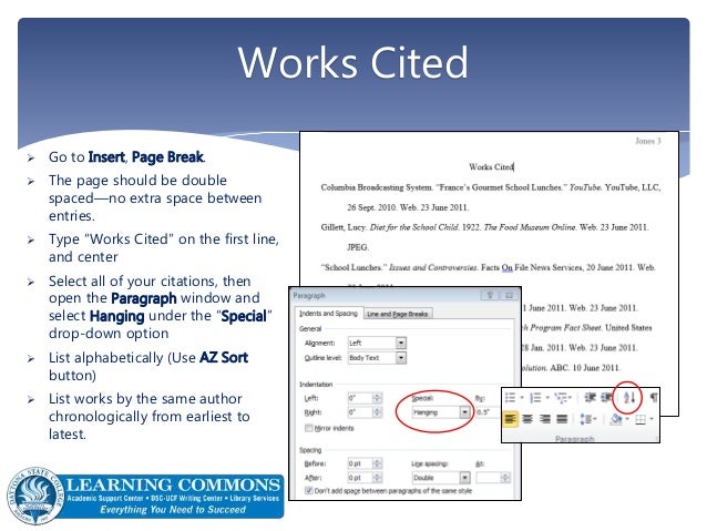 work citation mla format