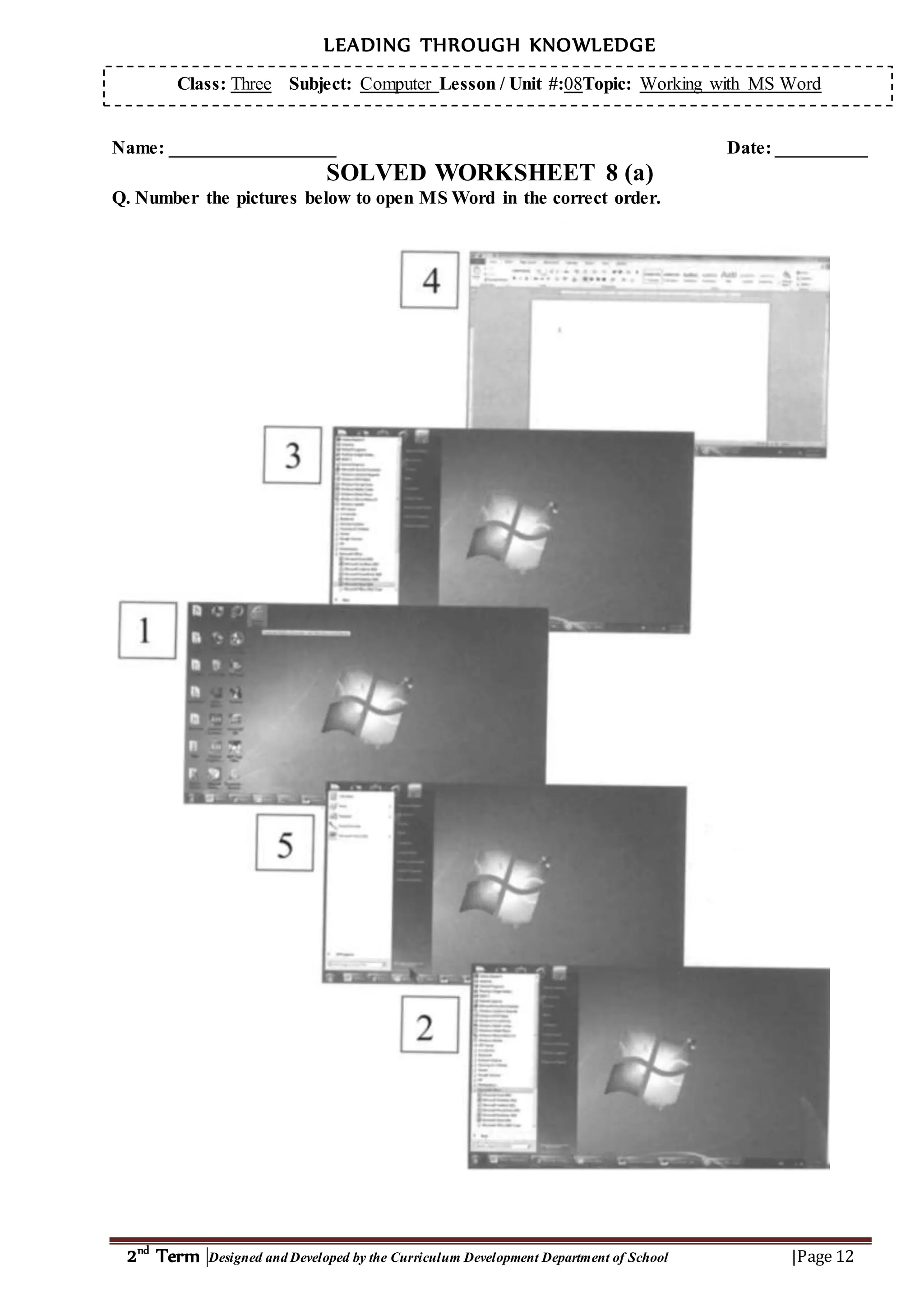 Working With Ms Word