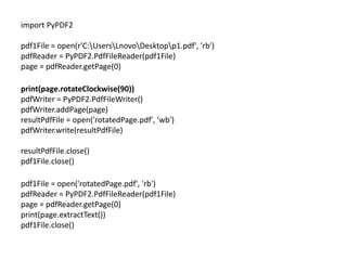 python and using python for working with pdf and word documennts | PPTX