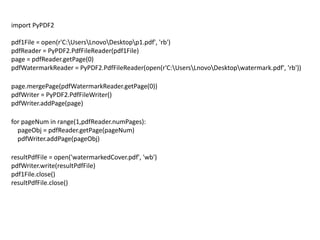 python and using python for working with pdf and word documennts | PPTX