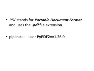 python and using python for working with pdf and word documennts | PPTX