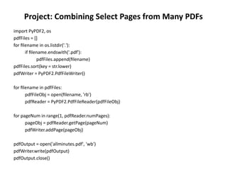 python and using python for working with pdf and word documennts | PPTX
