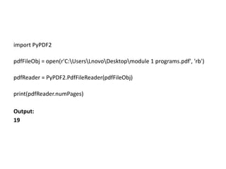 python and using python for working with pdf and word documennts | PPTX
