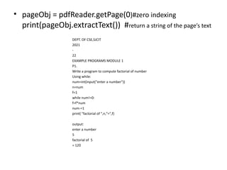 python and using python for working with pdf and word documennts | PPTX