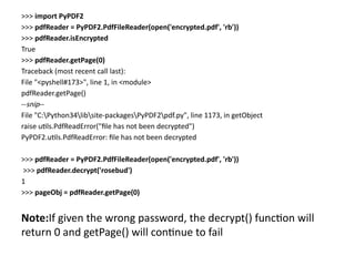 python and using python for working with pdf and word documennts | PPTX