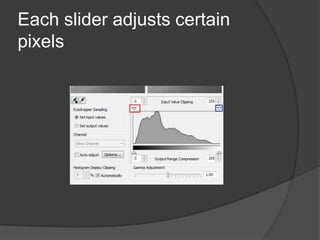 Each slider adjusts certain
pixels
 
