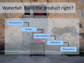 Waterfall: Build the product right?
 