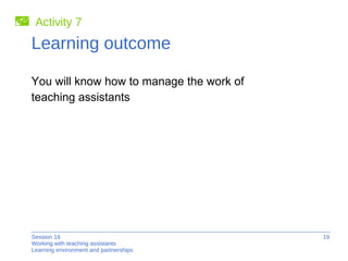 Working With Teaching Assistants - Session Sixteen | PPT