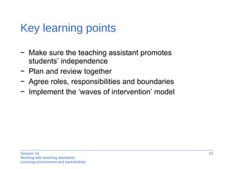 Working With Teaching Assistants - Session Sixteen | PPT