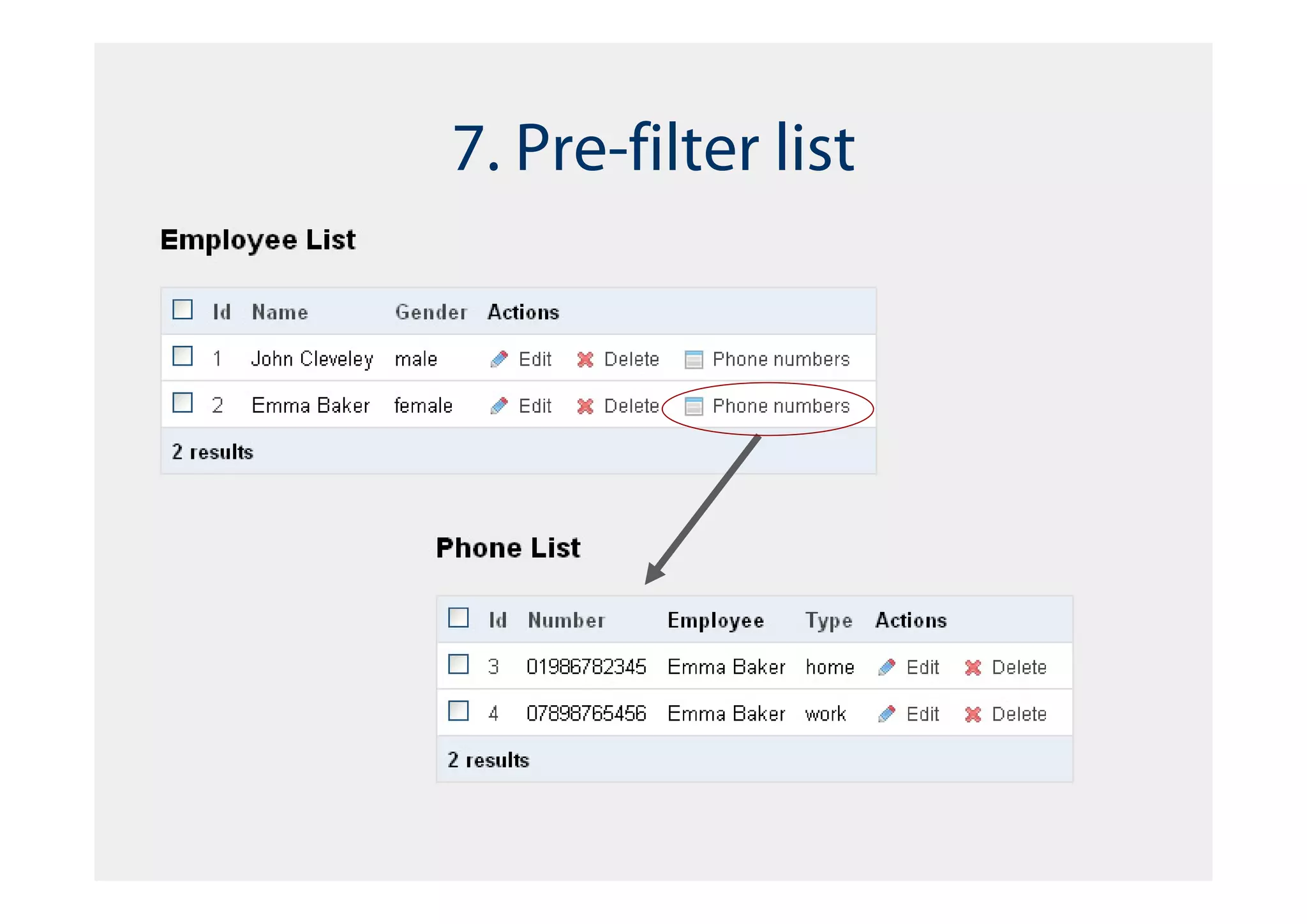7. Pre-filter list
 