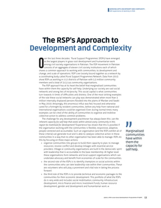 Working with uncertainity and complexity the rsp experience in fata