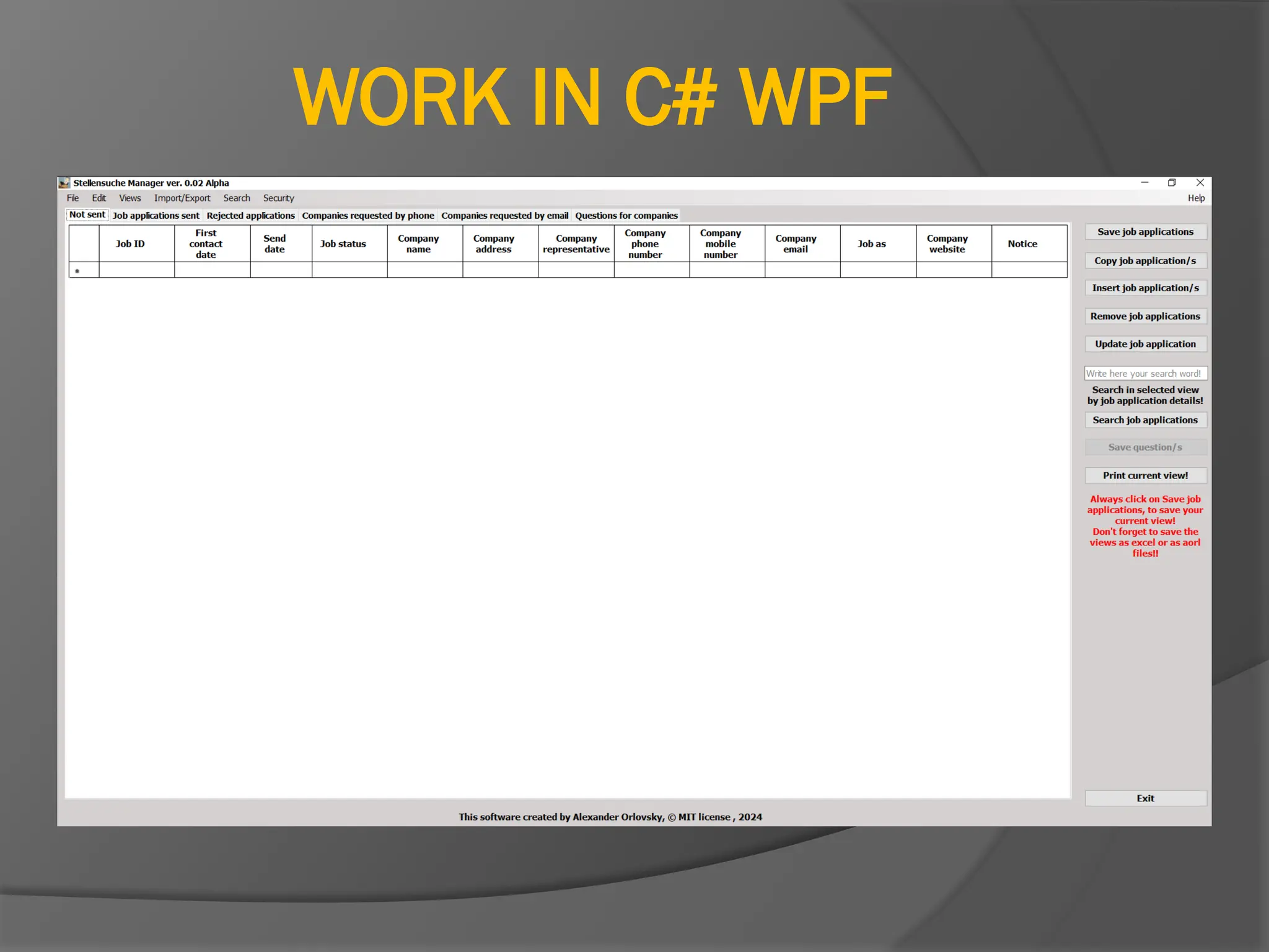 WORK IN C# WPF
 