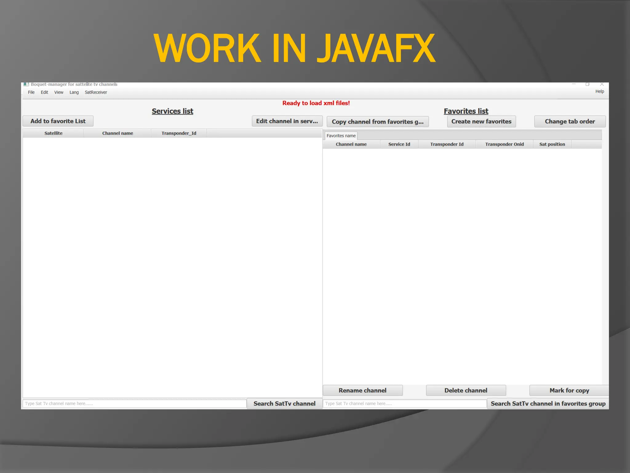 WORK IN JAVAFX
 