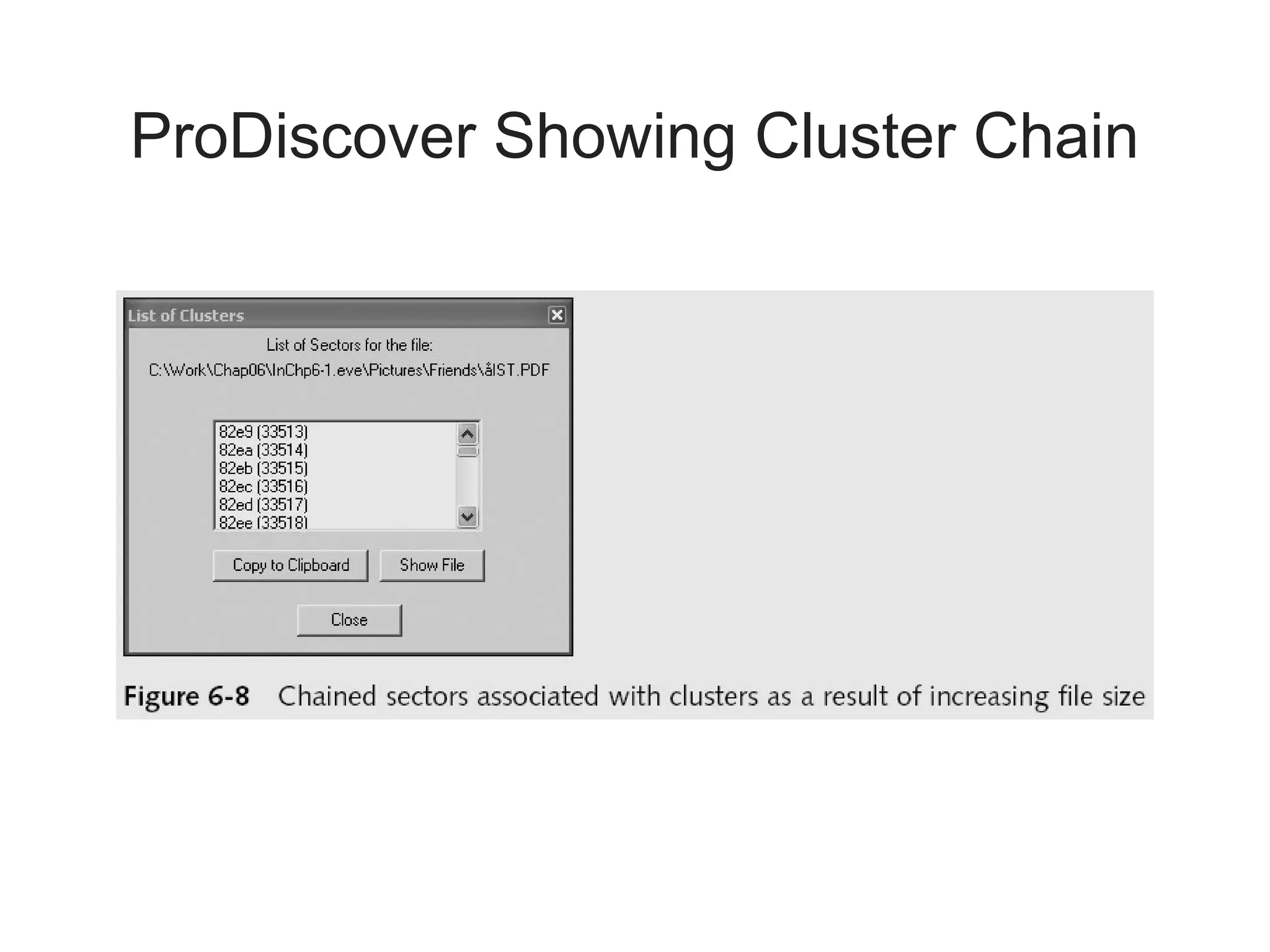 ProDiscover Showing Cluster Chain
 