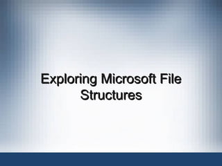 Exploring Microsoft File
Exploring Microsoft File
Structures
Structures
 