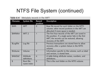NTFS File System (continued)
 