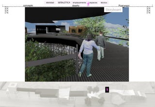 Storyboard concepto diseño Post-expo SEÑALÉTICA identidad emplazamiento espacios técnico 