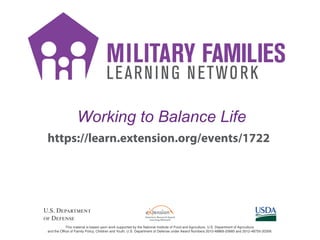 Working to Balance Life
https://learn.extension.org/events/1722
 