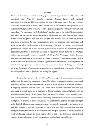 Influence of Work-life balance in employee’s performance | PDF