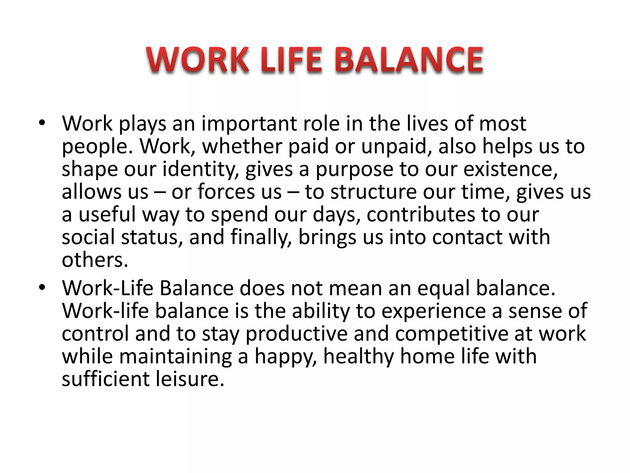Work life balance | PPTX