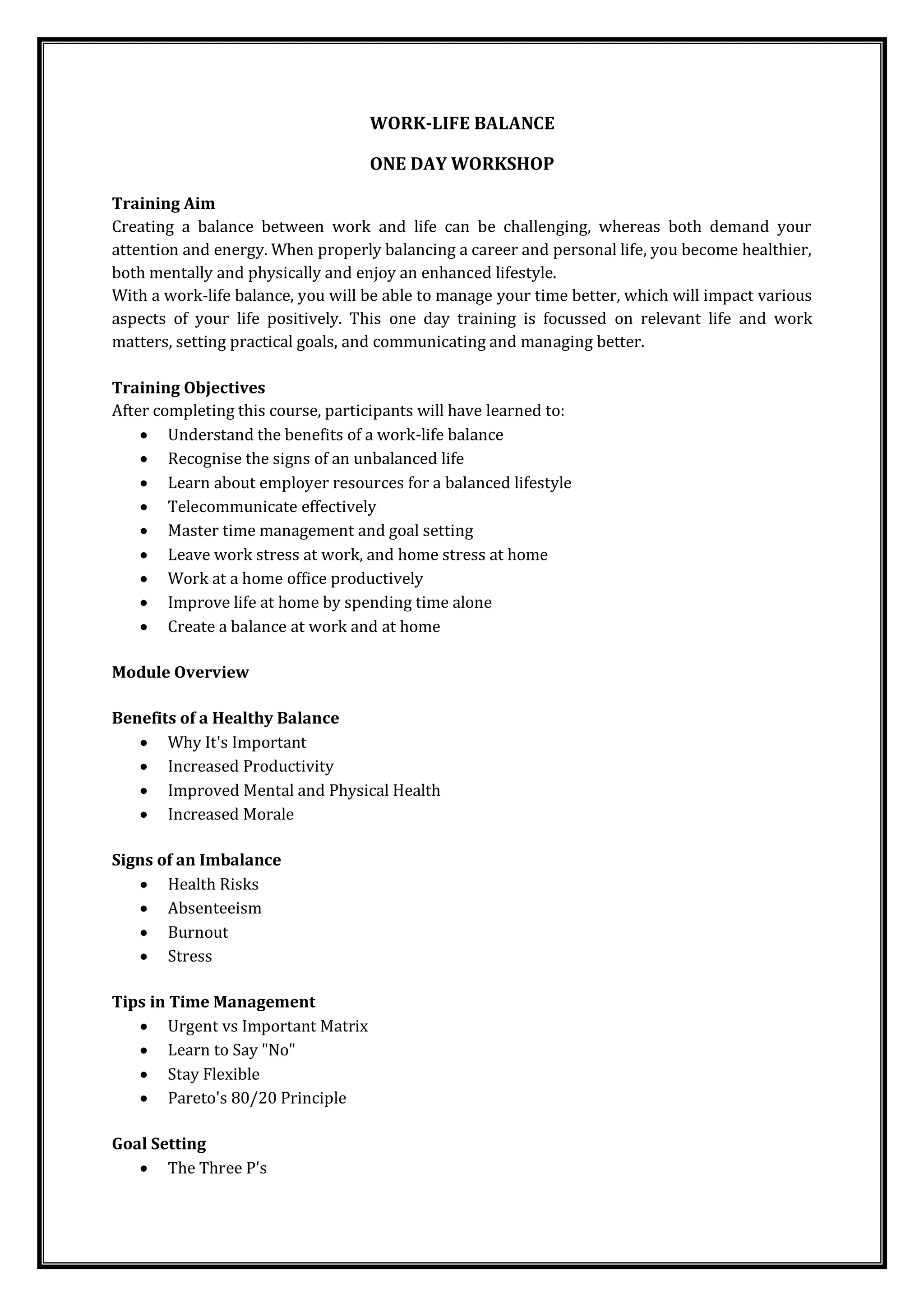 Work life balance | PDF