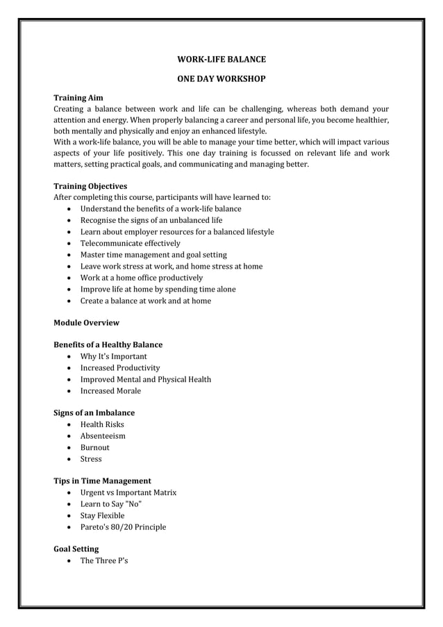 Work life balance | PDF