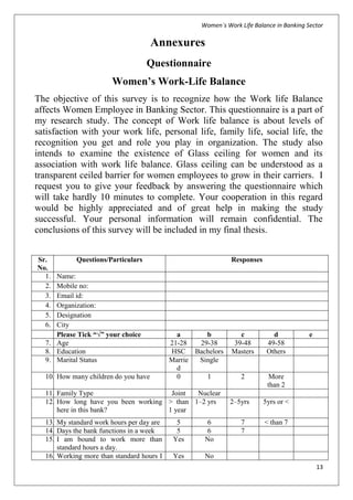 Worklife balance of Women in Banking Sector | PDF