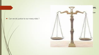  Can we do justice to our many roles ?
 