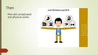 Men did complicated
and physical works
Then
 