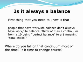 Work life balance workshop | PPTX