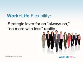 Work+Life  Flexibility : Strategic lever for an “always on,”  “do more with less” reality 2008 Copyright—Work+Life Fit, Inc.  
