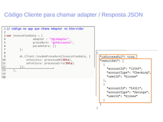 Código Cliente para chamar adapter / Resposta JSON
 