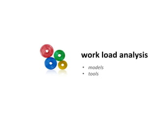 work load analysis 
• models 
• tools 
 