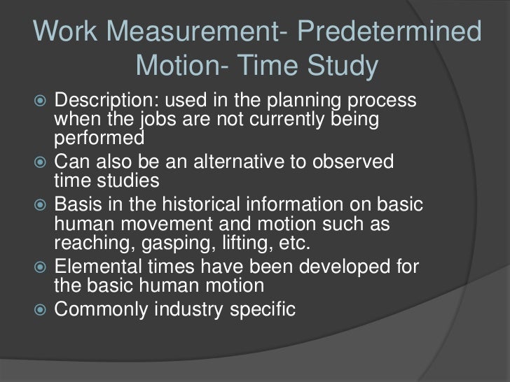 Work measurement and productivity