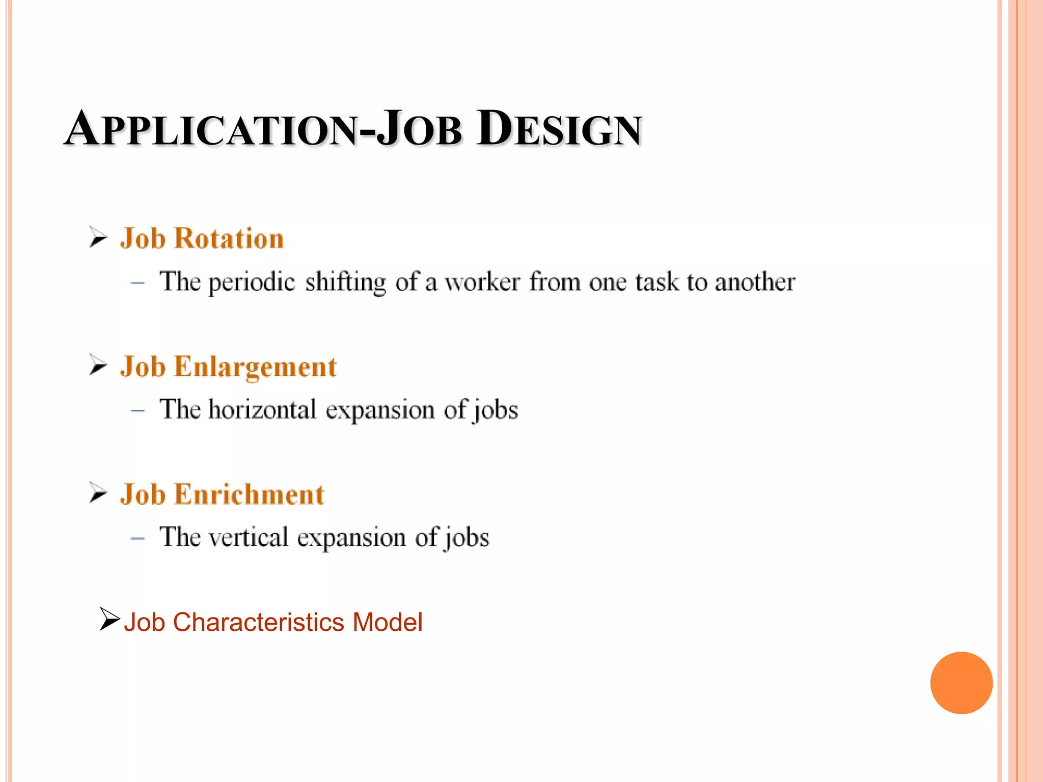APPLICATION-JOB DESIGN




 Job Characteristics Model
 