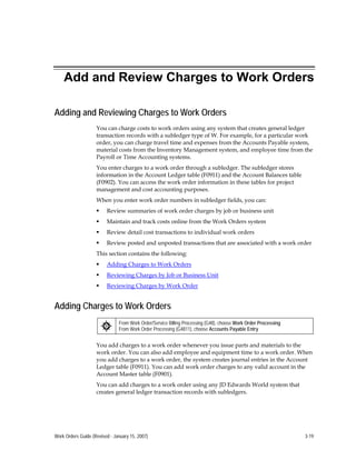 Work Order Charges Work order management guide | PDF