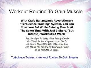 Workout Routine To Gain Muscle




Turbulence Training - Workout Routine To Gain Muscle
 