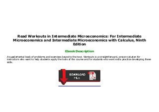 Read Workouts In Intermediate Microeconomics For Intermediate Microe