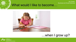 AU Career,
                               Business and Social Sciences

What would I like to become…




                  …when I grow up?
 