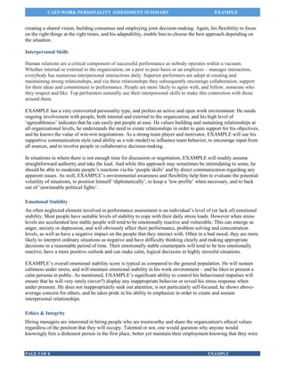 CAES WORK PERSONALITY ASSESSMENT SUMMARY

EXAMPLE

creating a shared vision, building consensus and employing joint decisi...