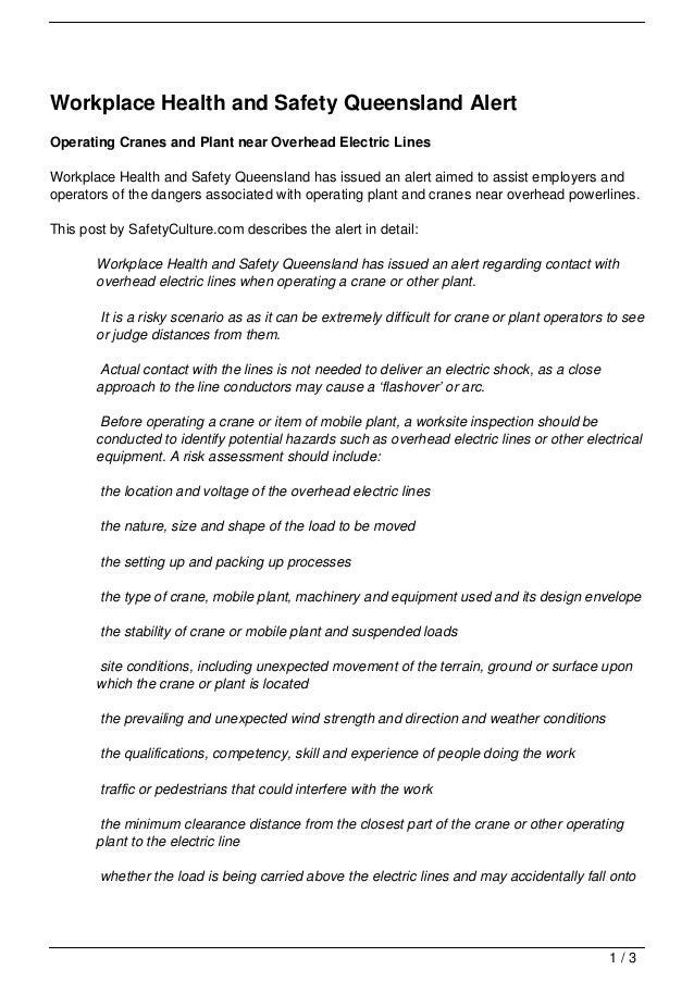 Workplace Health and Safety Queensland Alert