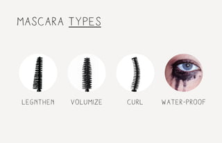 mascara types
legnthen Volumize curl water-proof
 