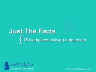 {
Just The Facts
15 workplace bullying data points
 
