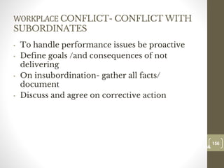 WORKPLACE CONFLICT- CONFLICT WITH
SUBORDINATES
• To handle performance issues be proactive
• Define goals /and consequences of not
delivering
• On insubordination- gather all facts/
document
• Discuss and agree on corrective action
156
Date00.00.00
156
Dr.Sarma-Conflictmanagement
 