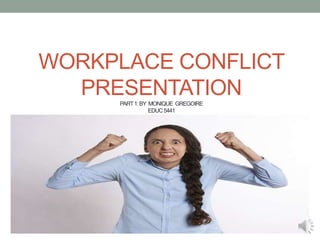 WORKPLACE CONFLICT
PRESENTATIONPART1:BY MONIQUE GREGOIRE
EDUC5441
 